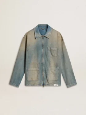 Herren-Jeansjacke im Distressed-Look mit Reissverschluss