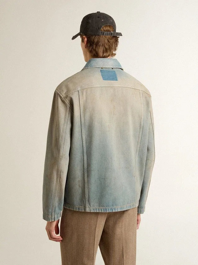 Herren-Jeansjacke im Distressed-Look mit Reissverschluss