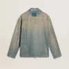Herren-Jeansjacke im Distressed-Look mit Reissverschluss