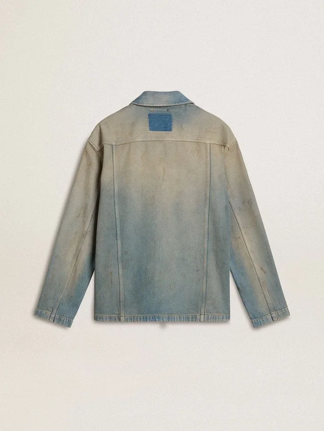 Herren-Jeansjacke im Distressed-Look mit Reissverschluss