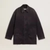 Herren-Jeansjacke mit Used-Look-Details und Lederkragen