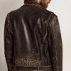 Herren-Leder-Bikerjacke mit gehämmerten Nieten und Klebeband