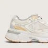 Herren-Lightstar aus weissem Leder und Mesh mit abgenutzt-weissem Stern