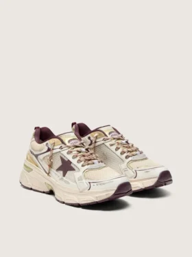 Herren-Lightstar CNY aus weissem Mesh und Leder mit weinrotem TPU-Stern