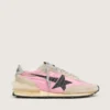 Damen-Marathon aus rosa Nylon und beigem Wildleder mit aufgedrucktem schwarzem Stern