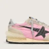 Damen-Marathon aus rosa Nylon und beigem Wildleder mit aufgedrucktem schwarzem Stern