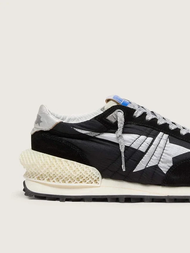 Damen-Marathon mit schwarzem Ripstop-Nylon-Obermaterial und silbernem Stern