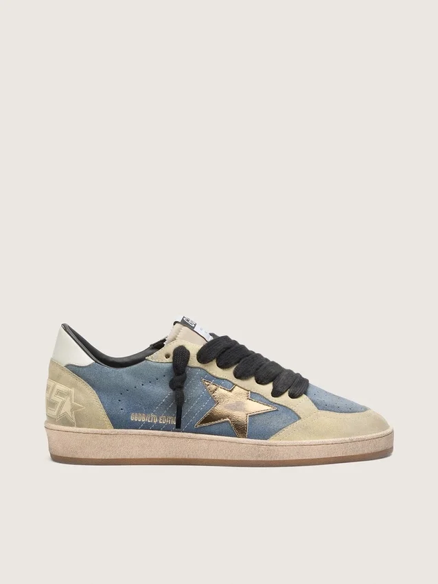 Herren-Modell «Ball Star LTD» aus denimblauem Wildleder mit metallisch-goldenem Lederstern