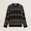 Herren-Pullover aus Wollmischung mit Rundhalsausschnitt und Jacquard-Argyle-Muster