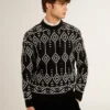 Herren-Pullover aus Wollmischung mit Rundhalsausschnitt und Jacquard-Argyle-Muster