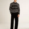 Herren-Pullover aus Wollmischung mit Rundhalsausschnitt und Jacquard-Argyle-Muster