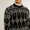 Herren-Pullover aus Wollmischung mit Rundhalsausschnitt und Jacquard-Argyle-Muster