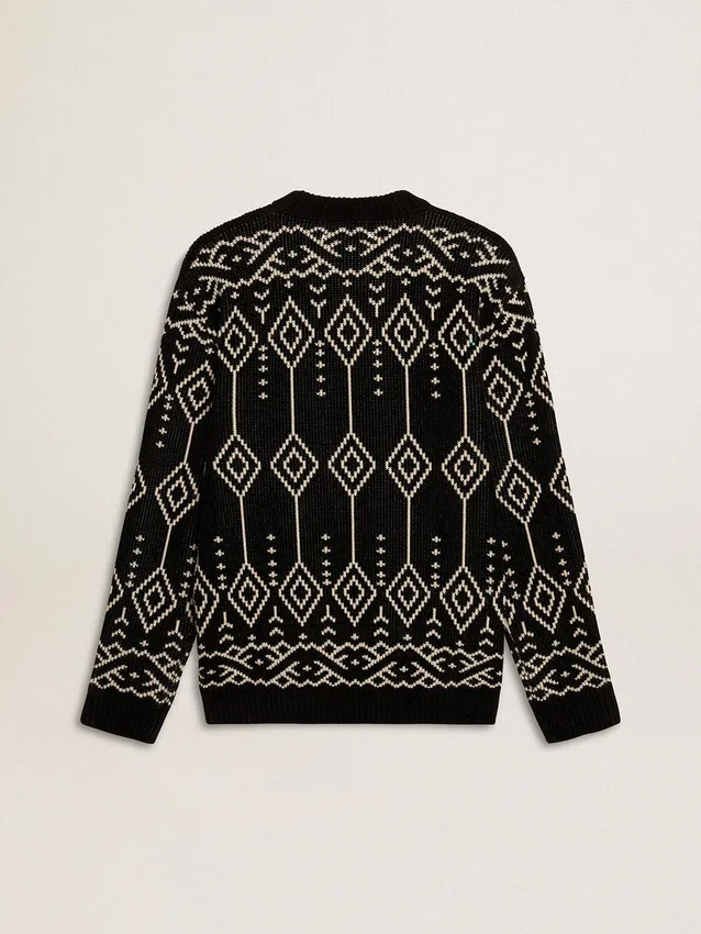 Herren-Pullover aus Wollmischung mit Rundhalsausschnitt und Jacquard-Argyle-Muster