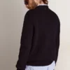 Herren-Pullover mit Rundhalsausschnitt aus dunkelblauer Baumwolle