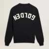 Herren-Pullover mit Rundhalsausschnitt aus dunkelblauer Baumwolle mit Logo