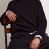 Herren-Pullover mit Rundhalsausschnitt aus dunkelblauer Baumwolle mit Logo