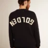 Herren-Pullover mit Rundhalsausschnitt aus dunkelblauer Baumwolle mit Logo