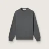 Herren-Pullover mit Rundhalsausschnitt aus dunkelgrauer Baumwolle mit Logo auf der Rückseite