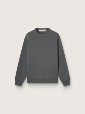 Herren-Pullover mit Rundhalsausschnitt aus dunkelgrauer Baumwolle mit Logo auf der Rückseite