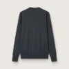 Herren-Pullover mit Rundhalsausschnitt aus dunkelgrauer Melange-Wolle