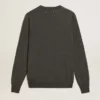 Herren-Pullover mit Rundhalsausschnitt aus dunkelgrauer Melange-Wolle