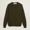 Herren-Pullover mit Rundhalsausschnitt aus militärgrüner Baumwolle
