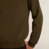 Herren-Pullover mit Rundhalsausschnitt aus militärgrüner Baumwolle