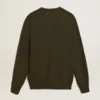 Herren-Pullover mit Rundhalsausschnitt aus militärgrüner Baumwolle