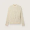 Herren-Pullover mit Rundhalsausschnitt aus weisser Merinowolle mit durchgehenden Kristallen