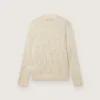 Herren-Pullover mit Rundhalsausschnitt aus weisser Merinowolle mit durchgehenden Kristallen