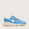 Herren-Running Sole aus leuchtend blauem Wildleder mit weissem Stern