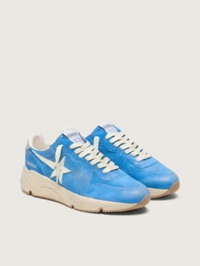 Herren-Running Sole aus leuchtend blauem Wildleder mit weissem Stern