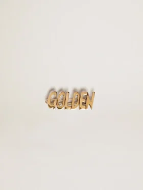 Herren-Schnürverschluss mit Clip in Altgoldfarbe mit goldener Beschriftung