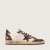 Herren-Sneaker «Ball Star» aus Nappa und Mesh mit Stern aus Wildleder und braunen Ledereinsätzen