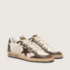 Herren-Sneaker «Ball Star» aus Nappa und Mesh mit Stern aus Wildleder und braunen Ledereinsätzen