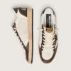 Herren-Sneaker «Ball Star» aus Nappa und Mesh mit Stern aus Wildleder und braunen Ledereinsätzen