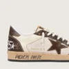 Herren-Sneaker «Ball Star» aus Nappa und Mesh mit Stern aus Wildleder und braunen Ledereinsätzen