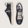 Herren-Sneaker «Ball Star» aus schwarzem Nappa mit weissem Lederstern und Fersenlasche