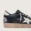 Herren-Sneaker «Ball Star» aus schwarzem Nappa mit weissem Lederstern und Fersenlasche