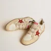 Herren-Sneaker «Ball Star LTD» aus Nappaleder mit rotem Lederstern und Lederlasche an der Ferse