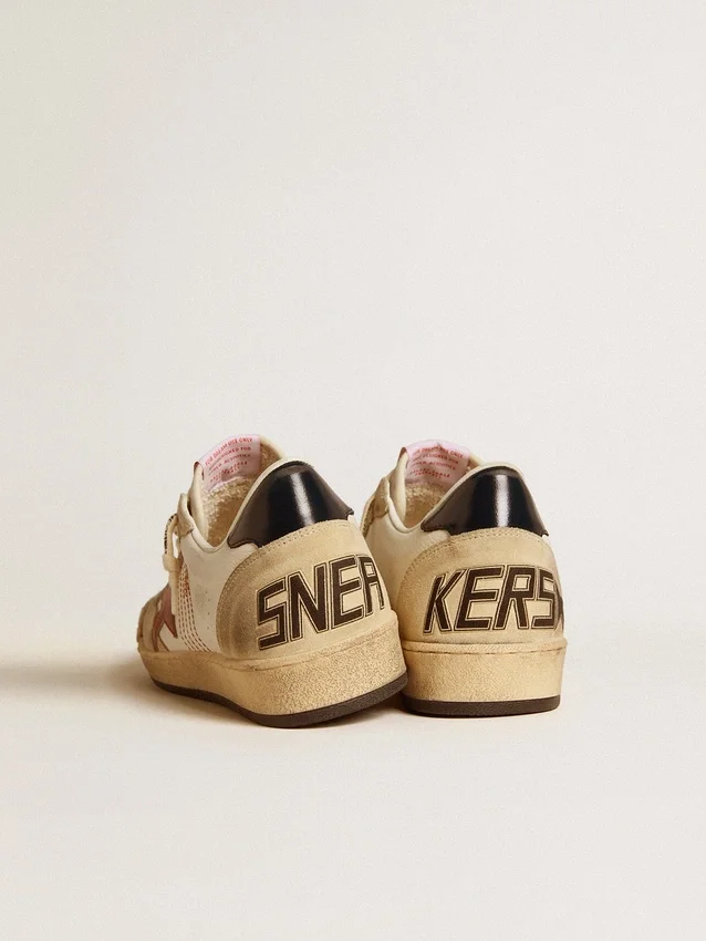 Herren-Sneaker «Ball Star LTD» aus Nappaleder mit rotem Lederstern und Lederlasche an der Ferse