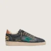 Herren-Sneaker «Ball Star LTD» aus schwarzem Leder mit grün gesticktem Stern