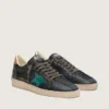 Herren-Sneaker «Ball Star LTD» aus schwarzem Leder mit grün gesticktem Stern
