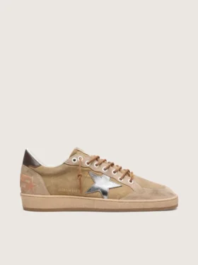 Herren-Sneaker «Ball Star LTD» aus tabakfarbenem Wildleder mit silbernem Stern