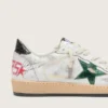 Herren-Sneaker «Ball Star» mit Stern aus Metallic-Leder und grauer Lederlasche an der Ferse
