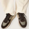 Herren-Sneaker mit Running Sole aus Nylon und Wildleder mit aufgedrucktem Stern und Fersenlasche aus Leder