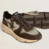 Herren-Sneaker mit Running Sole aus Nylon und Wildleder mit aufgedrucktem Stern und Fersenlasche aus Leder