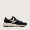 Herren-Sneaker mit Running Sole aus schwarzem Nappaleder und Wildleder mit weissem Stern