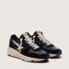 Herren-Sneaker mit Running Sole aus schwarzem Nappaleder und Wildleder mit weissem Stern
