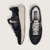Herren-Sneaker mit Running Sole aus schwarzem Nappaleder und Wildleder mit weissem Stern